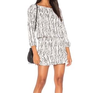 Joie White Black Printed Mini Dress Reptile Animal Short Casual Dress Small Cute